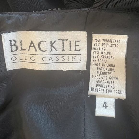 90s Oleg Cassini Beaded Mesh Open Back Dress - Picture 5 of 8